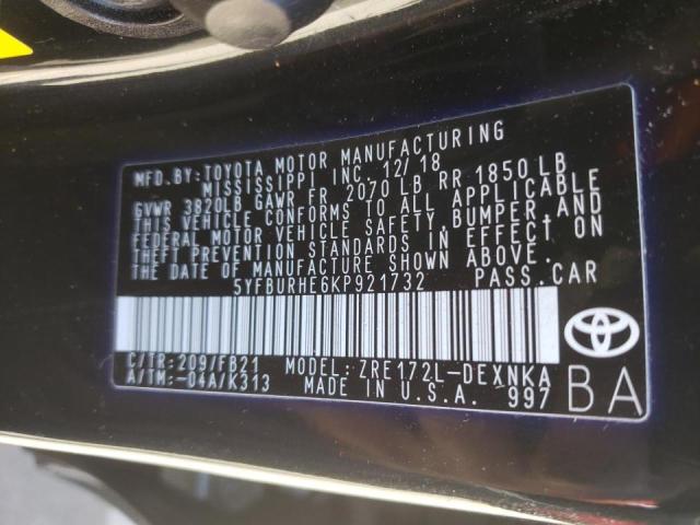 Photo 10 from auction – 2019 TOYOTA COROLLA L with VIN 5YFBURHE6KP921732
