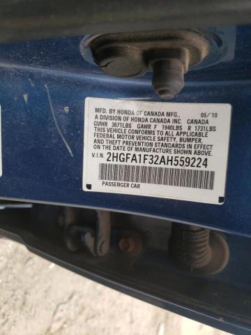 Photo 10 from auction – 2010 HONDA CIVIC VP with VIN 2HGFA1F32AH559224