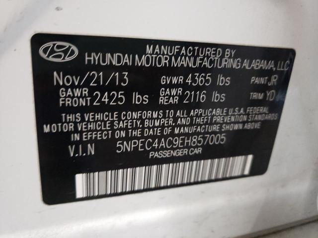 HYUNDAI SONATA SE 2014 with VIN 5NPEC4AC9EH857005 - Photo from auction