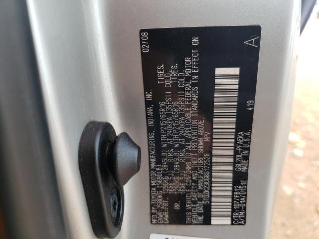 TOYOTA SIENNA 2008 with VIN 5TDZK23C68S172528 - Photo from auction