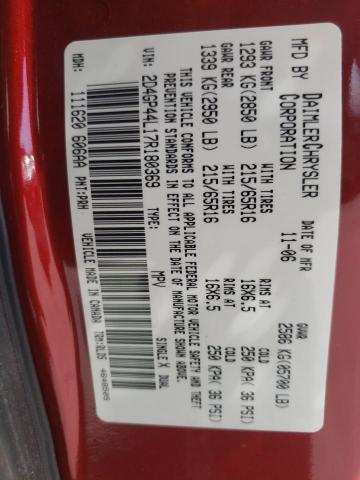 Photo 10 from auction – 2007 DODGE GRAND CARA with VIN 2D4GP44L17R180369