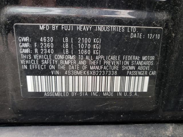 Photo 10 from auction – 2011 SUBARU LEGACY 3.6 with VIN 4S3BMEK6XB2237338