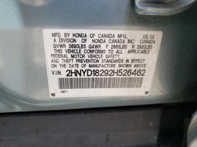 Photo 10 from auction – 2002 ACURA MDX with VIN 2HNYD18292H526462