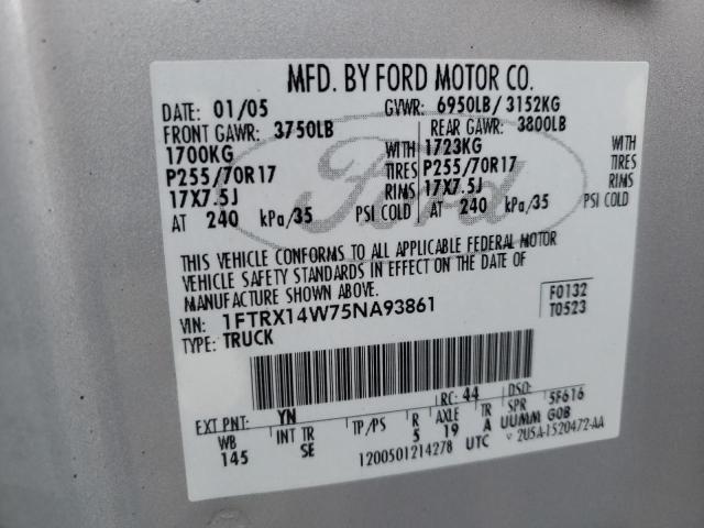 Photo 10 from auction – 2005 FORD F150 with VIN 1FTRX14W75NA93861
