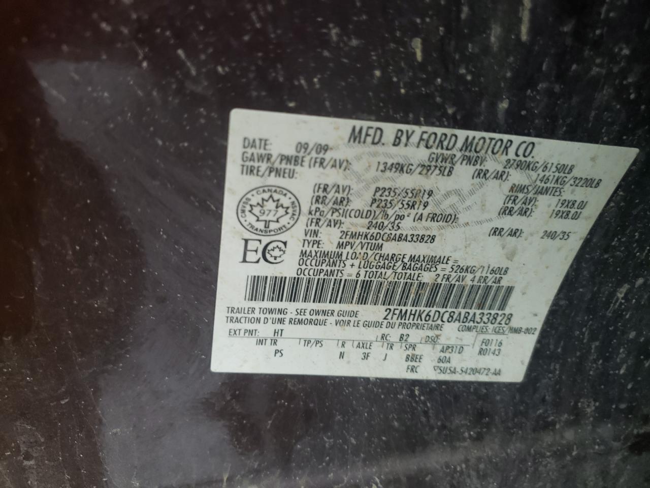 Photo 11 from auction – 2010 FORD FLEX LIMIT with VIN 2FMHK6DC8ABA33828