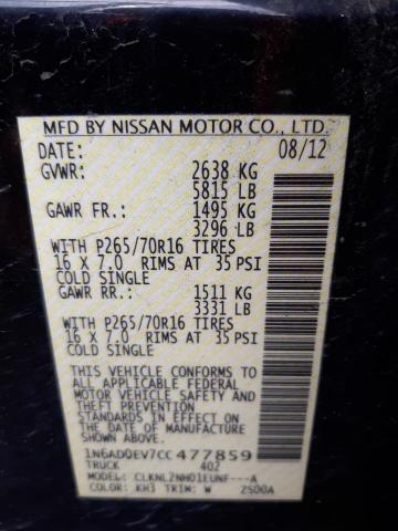 Photo 10 from auction – 2012 NISSAN FRONTIER S with VIN 1N6AD0EV7CC477859