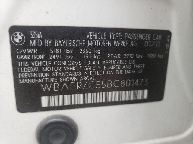 Foto 10 de la subasta – 2011 BMW 535 I con VIN WBAFR7C55BC801473