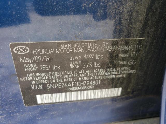 Photo 10 from auction – 2019 HYUNDAI SONATA SE with VIN 5NPE24AF1KH794801