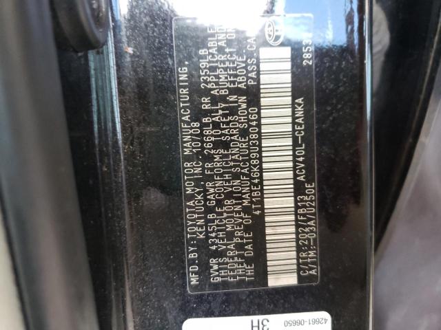 Photo 10 from auction – 2009 TOYOTA CAMRY BASE with VIN 4T1BE46K89U380460