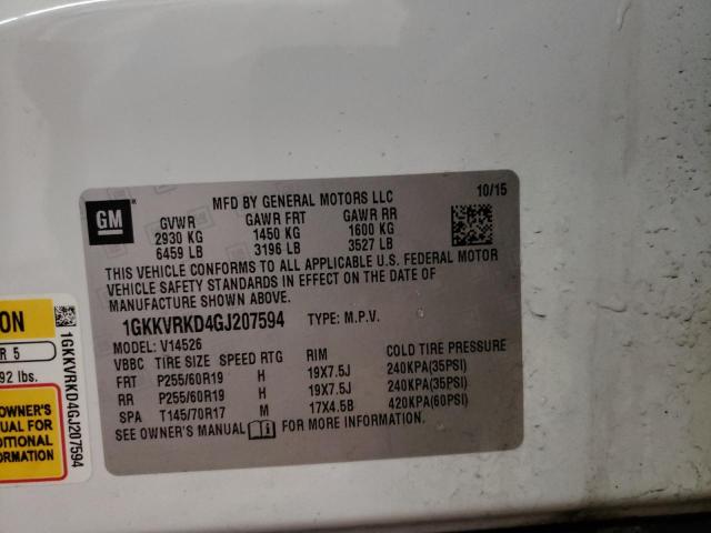 GMC ACADIA SLT 2016 with VIN 1GKKVRKD4GJ207594 - Photo from auction