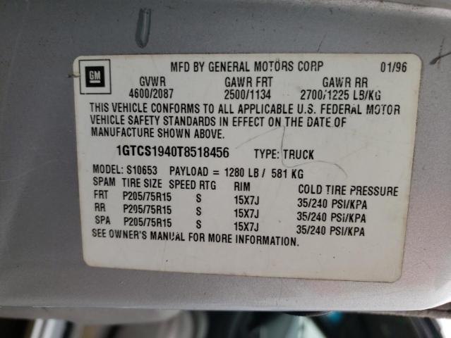 Photo 10 from auction – 1996 GMC SONOMA with VIN 1GTCS1940T8518456