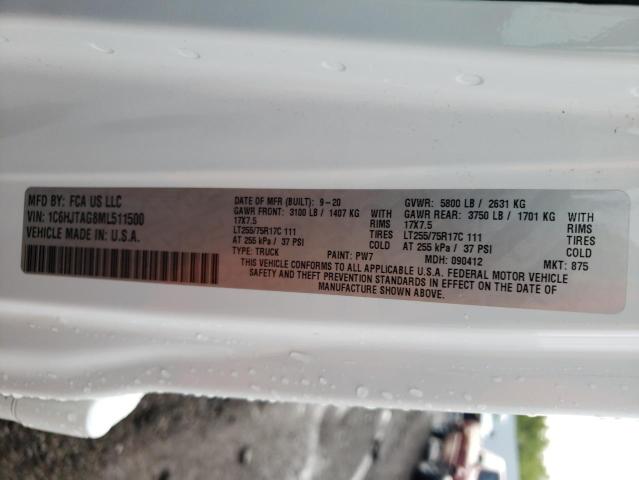 Photo 10 from auction – 2021 JEEP GLADIATOR with VIN 1C6HJTAG8ML511500