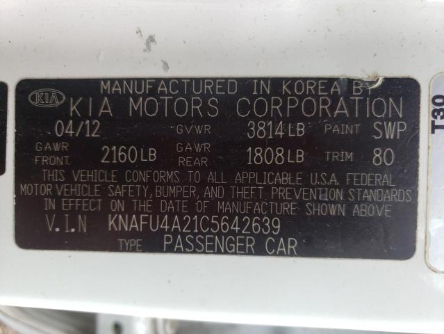 Photo 10 from auction – 2012 KIA FORTE EX with VIN KNAFU4A21C5642639
