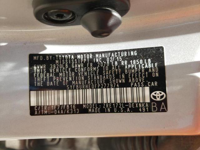 Photo 10 from auction – 2015 TOYOTA COROLLA L with VIN 5YFBURHE0FP277974