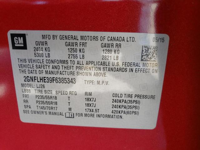 Photo 10 from auction – 2015 CHEVROLET EQUINOX LT with VIN 2GNFLHE39F6385343