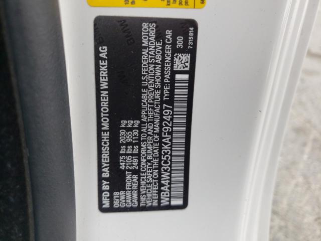 Photo 10 from auction – 2019 BMW 430I with VIN WBA4W3C53KAF92497