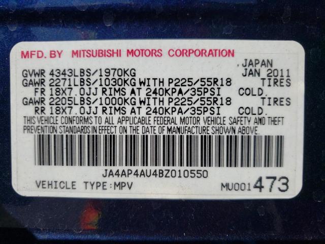 Photo 10 from auction – 2011 MITSUBISHI OUTLANDER with VIN JA4AP4AU4BZ010550