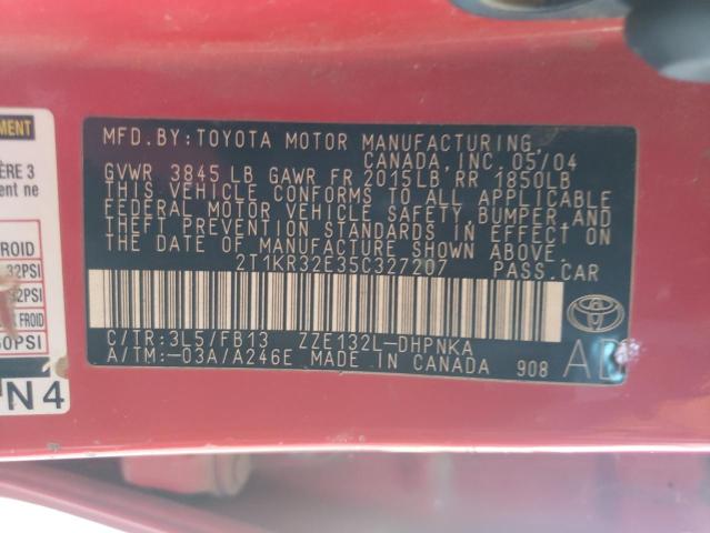 Photo 10 from auction – 2005 TOYOTA COROLLA MA with VIN 2T1KR32E35C327207