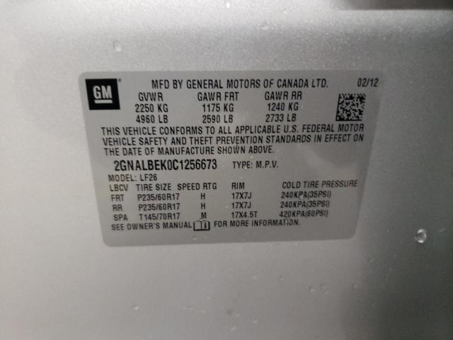 Photo 10 from auction – 2012 CHEVROLET EQUINOX LS with VIN 2GNALBEK0C1256673