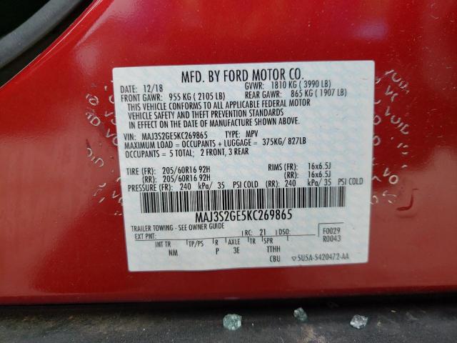 Photo 10 from auction – 2019 FORD ECOSPORT S with VIN MAJ3S2GE5KC269865