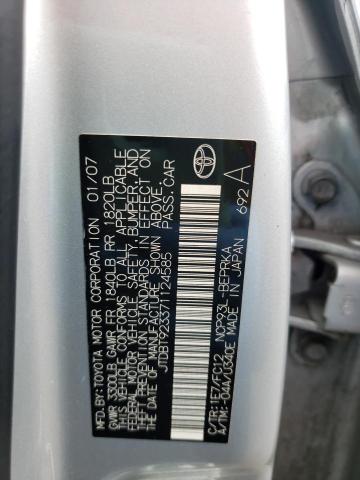 Photo 10 from auction – 2007 TOYOTA YARIS with VIN JTDBT923371124585
