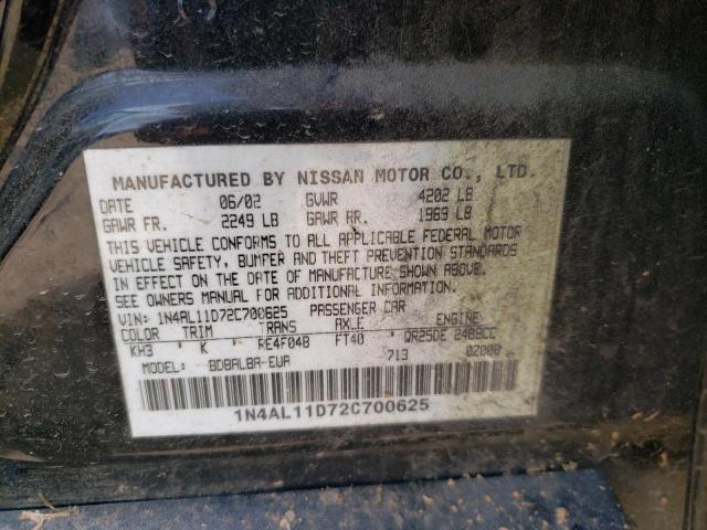Photo 10 from auction – 2002 NISSAN ALTIMA BAS with VIN 1N4AL11D72C700625