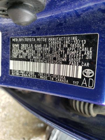 Photo 10 from auction – 2014 TOYOTA COROLLA L with VIN 2T1BURHE4EC043514