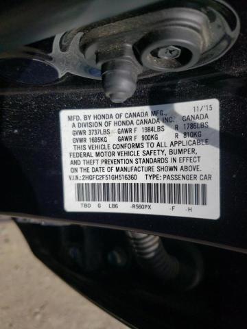 Photo 10 from auction – 2016 HONDA CIVIC LX with VIN 2HGFC2F51GH516360