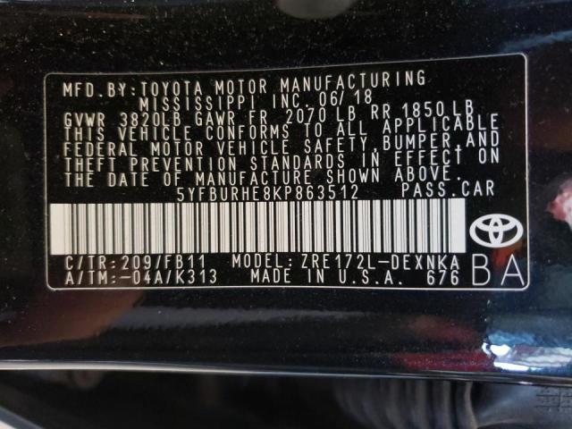 Photo 10 from auction – 2019 TOYOTA COROLLA LE with VIN 5YFBURHE8KP863512