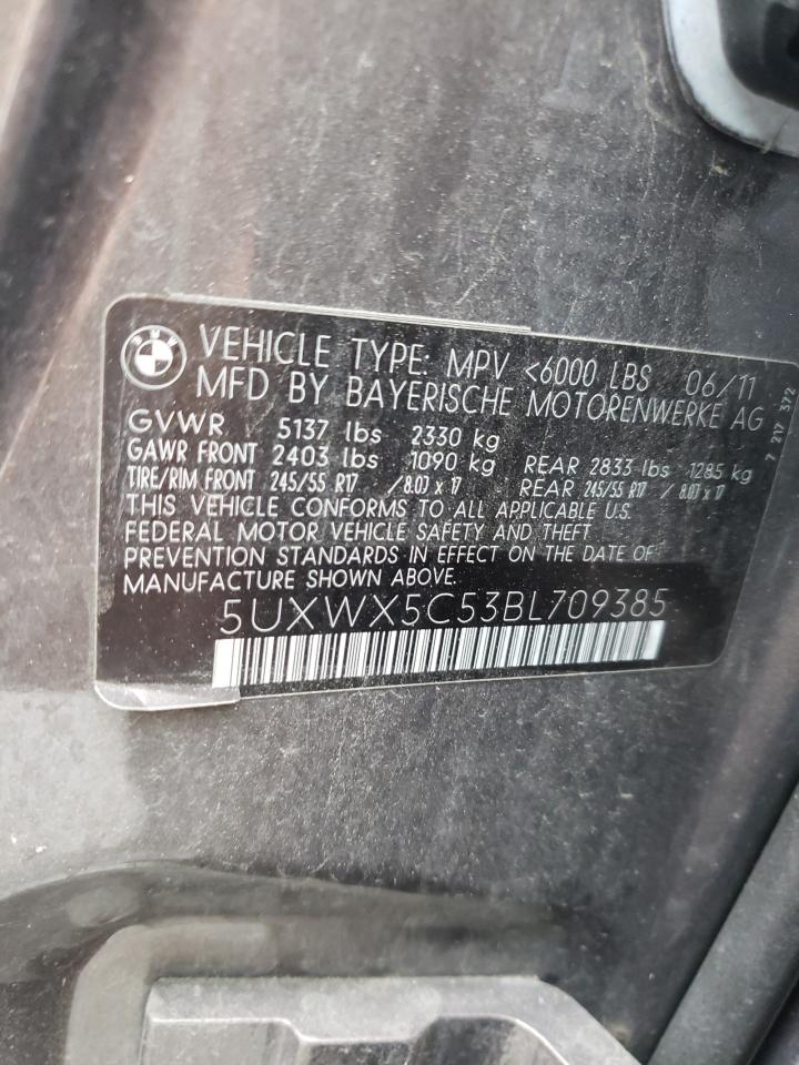 Photo 10 from auction – 2011 BMW X3 XDRIVE2 with VIN 5UXWX5C53BL709385