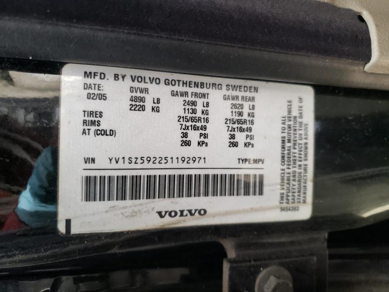 Photo 20 from auction – 2005 VOLVO XC70 with VIN YV1SZ592251192971