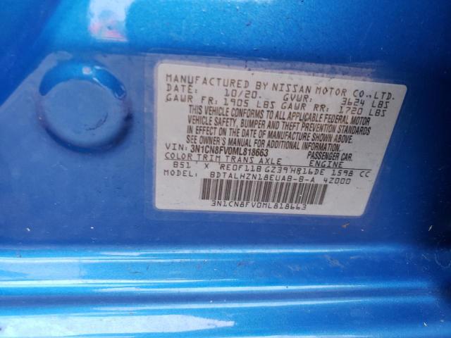 Photo 10 from auction – 2021 NISSAN VERSA SR with VIN 3N1CN8FV0ML818663