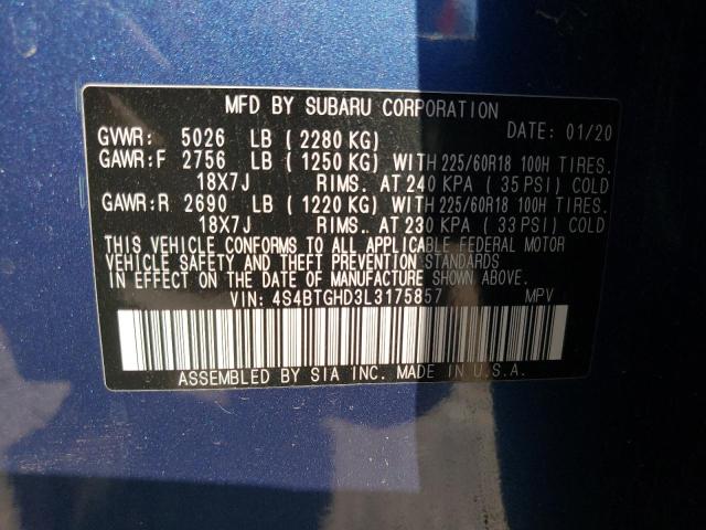 Photo 10 from auction – 2020 SUBARU OUTBACK ON with VIN 4S4BTGHD3L3175857
