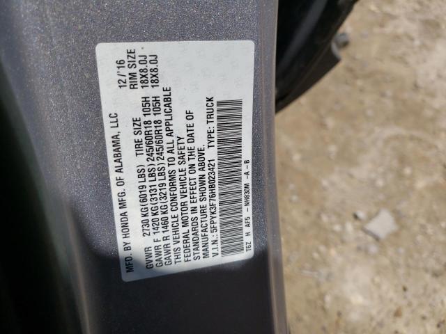 Photo 10 from auction – 2017 HONDA RIDGELINE with VIN 5FPYK3F76HB023421