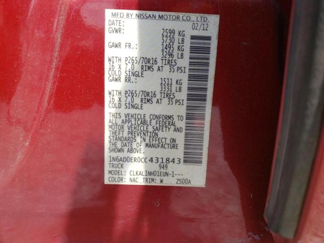 Photo 9 from auction – 2012 NISSAN FRONTIER S with VIN 1N6AD0ER0CC431843