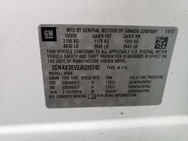 Photo 10 from auction – 2018 CHEVROLET EQUINOX LT with VIN 2GNAXSEV2J6220742