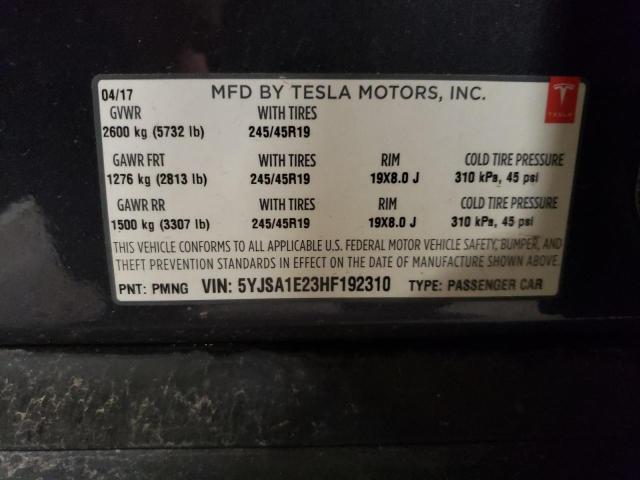 Photo 10 from auction – 2017 TESLA MODEL S with VIN 5YJSA1E23HF192310