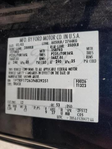 Photo 10 from auction – 2003 FORD F150 with VIN 1FTRF17263NB39351
