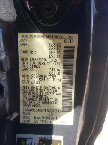 Photo 10 from auction – 2012 NISSAN FRONTIER S with VIN 1N6AD0CU4CC452430