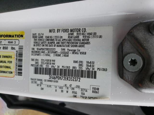 Photo 10 from auction – 2014 FORD FUSION SE with VIN 3FA6P0H72ER352372