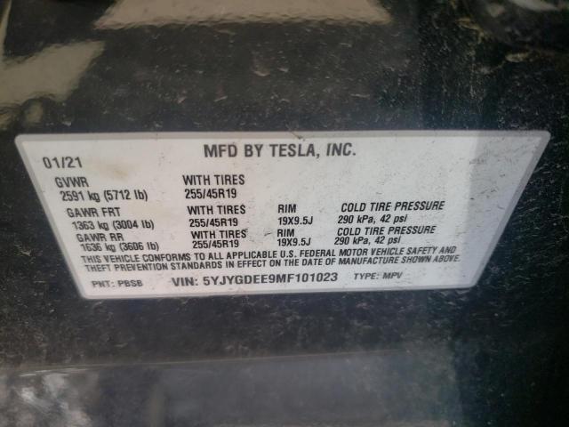 Photo 10 from auction – 2021 TESLA MODEL Y with VIN 5YJYGDEE9MF101023