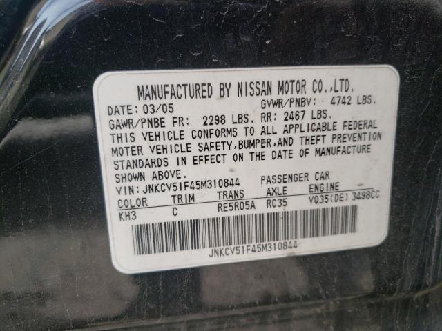INFINITI G35 2005 with VIN JNKCV51F45M310844 - Photo from auction
