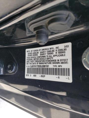 Photo 10 from auction – 2003 HONDA ELEMENT EX with VIN 5J6YH17553L008191