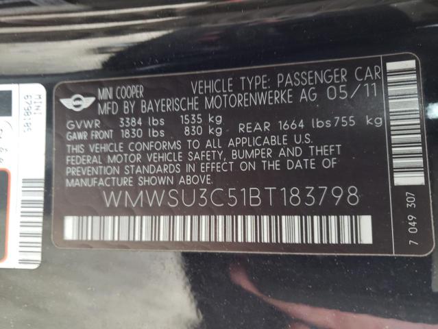 Photo 10 from auction – 2011 MINI COOPER with VIN WMWSU3C51BT183798