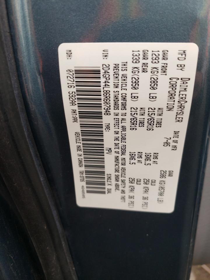 Photo 11 from auction – 2006 DODGE GRAND CARA with VIN 2D4GP44L86R607948