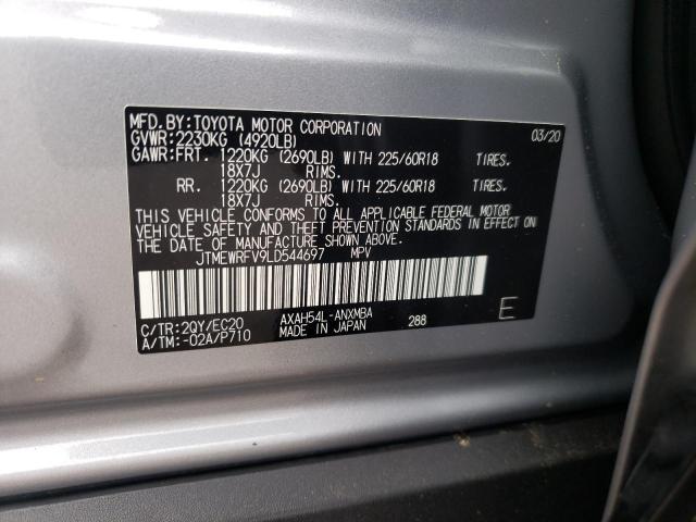 TOYOTA RAV4 XSE 2020 with VIN JTMEWRFV9LD544697 - Photo from auction