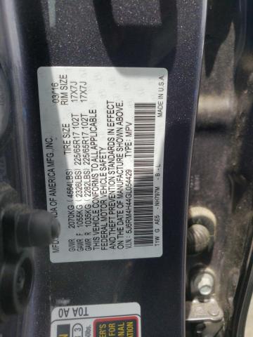 Photo 10 from auction – 2016 HONDA CR-V SE with VIN 5J6RM4H44GL054429