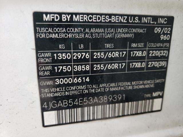 Photo 10 from auction – 2003 MERCEDES-BENZ ML 320 with VIN 4JGAB54E53A389391