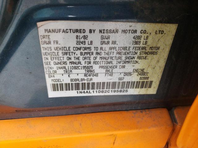 Photo 10 from auction – 2002 NISSAN ALTIMA BAS with VIN 1N4AL11D82C195825