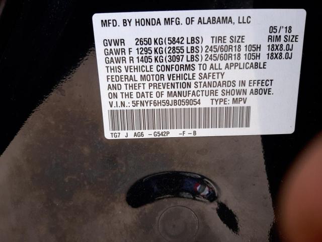 Photo 10 from auction – 2018 HONDA PILOT EXL with VIN 5FNYF6H59JB059054